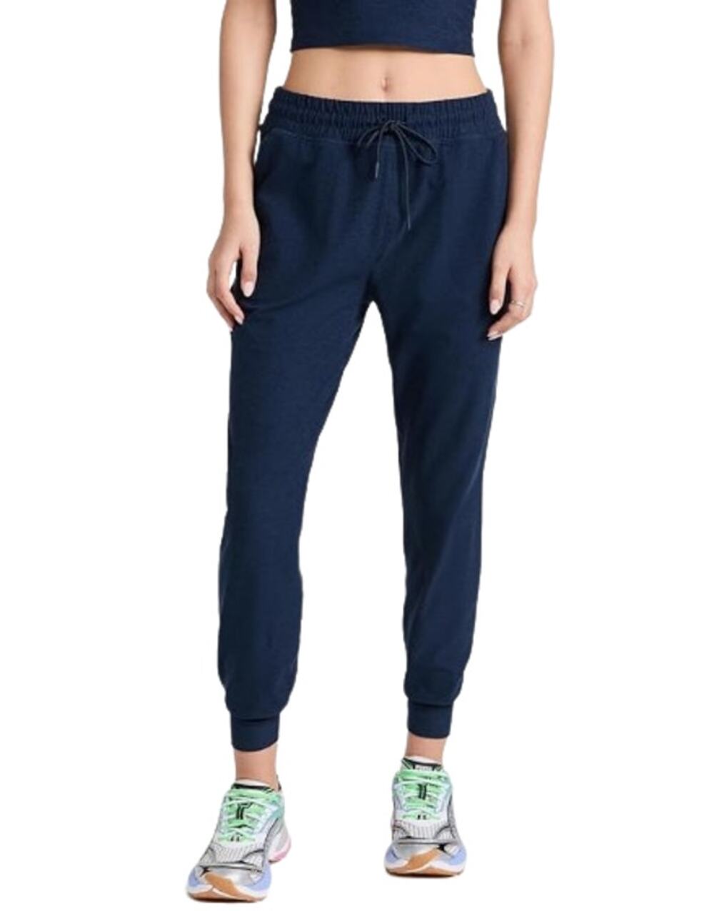 BEYOND YOGA Commuter Midi Joggers XS Nocturnal Navy Blue Drawstring Spacedye NWT